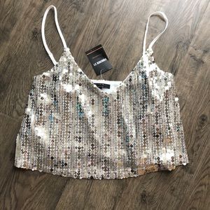Sequin Silver Crop Top